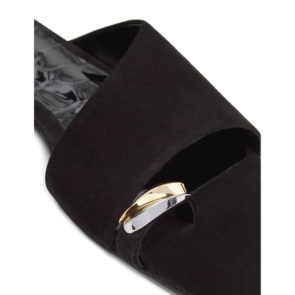 Schutz Jodie Nubuck Leather Suede Flats Black Womens 8.5 - Picture 2 of 9